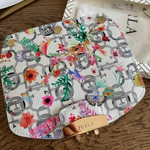NWT! Furla My Play Interchangeable Metropolis Leather Flap -Watercolor white - Picture 2 of 5